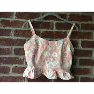 altar'd state peach floral denim tank top
